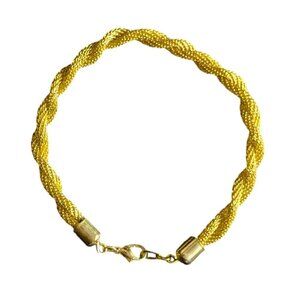 New 18K Yellow Gold Plated Twisted French Rope Mesh Chain Bracelet Chunky